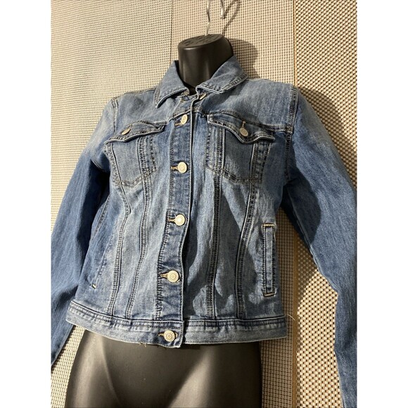 Maurices Denim Jacket Women’s Small Blue Jean Trucker Biker Inside Pockets - Picture 2 of 9